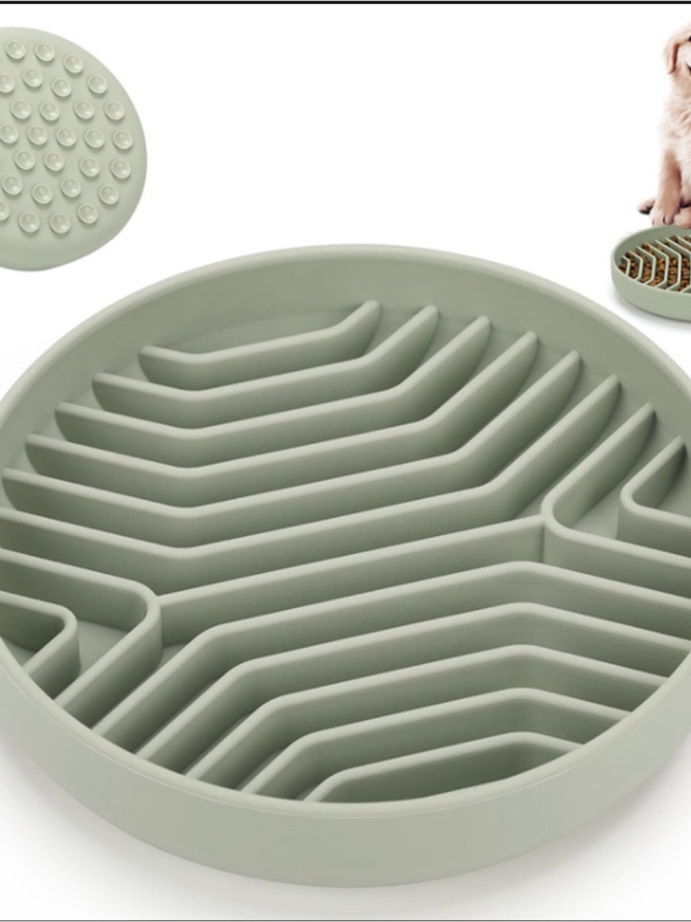 Slow Feed Dog Bowl - Sage Green Slow Feeder for Dogs